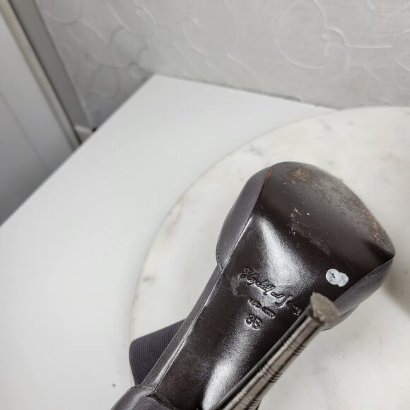 Elizabeth & James Stiletto Heels Womens 8 Gray Leather T-Strap Metal Spike Heel - Picture 15 of 16